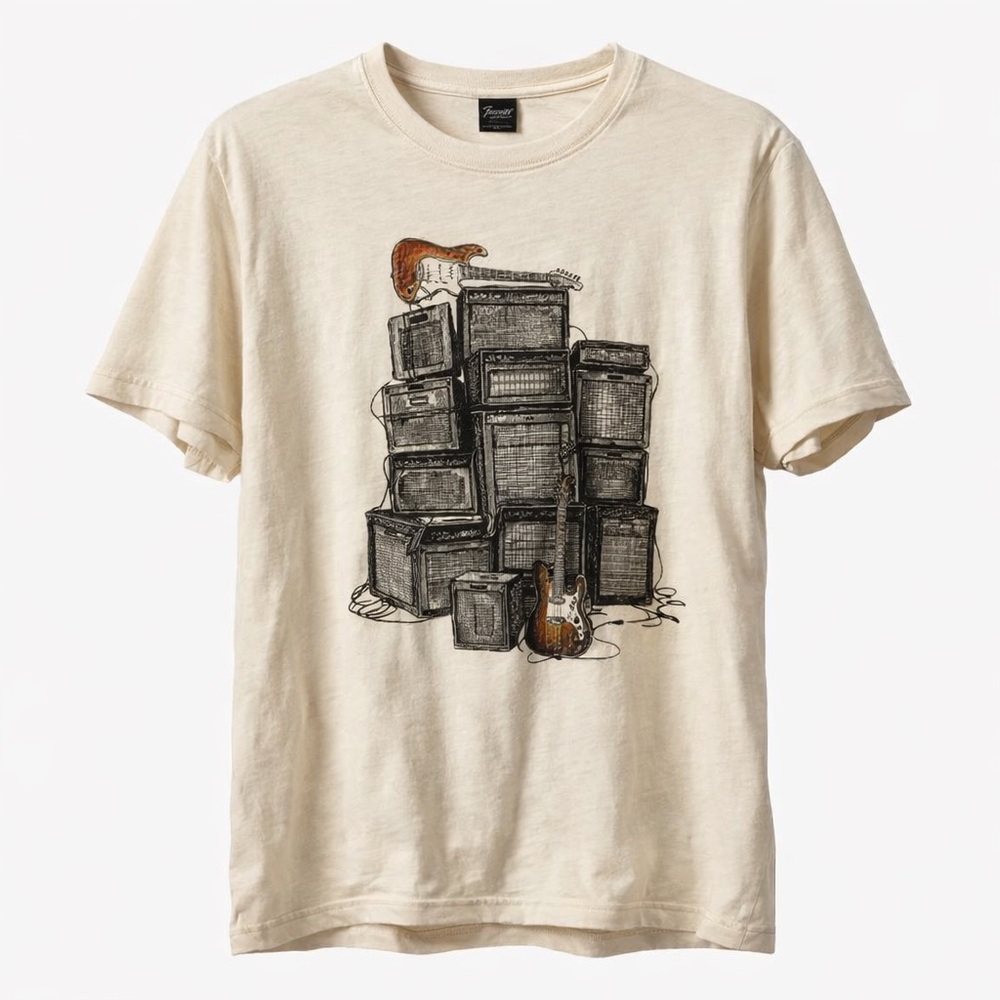 Lucky Brand Fender Guitar Stack Tee - Cream